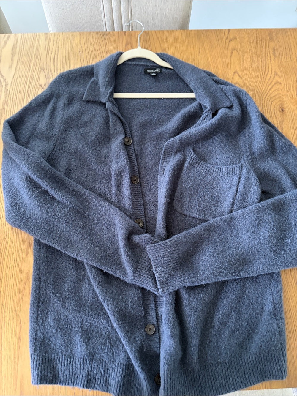 Treasure & Bond Blue Button-Up Cardigan Sweater